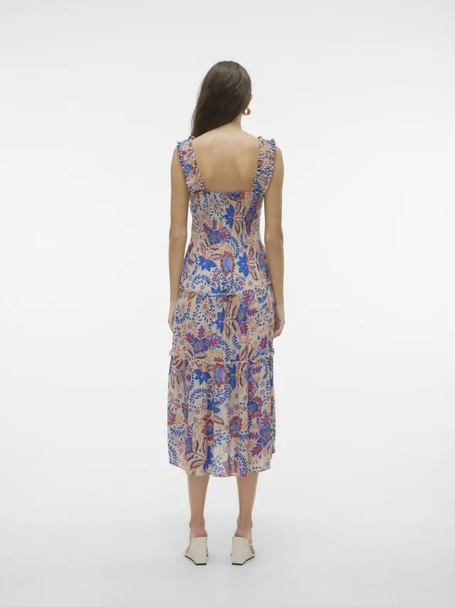 Vero Moda VMMENNY SL SMOCK CALF DRESS WVN GA - Dames - Maxi jurken Silver Lining
