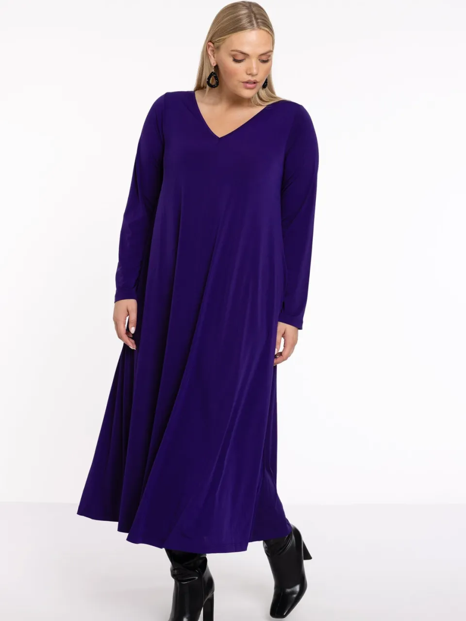 Yoek Jurk Swing long sleeve | Paars, foto 5