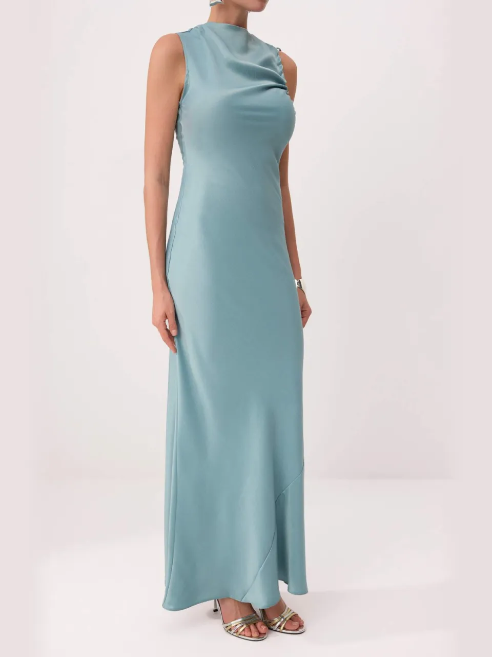 Trendyol TRENDYOLMİLLA Dames Groen Effen Maxi Mouwloos Stijlvol/Avond Slip Avond & Gala Jurk, foto 2