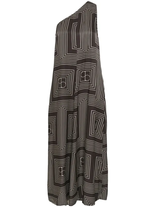 SOAKED IN LUXURY Damesjurk Soaked in Luxury Becca One Shoulder chocolate torte monogram