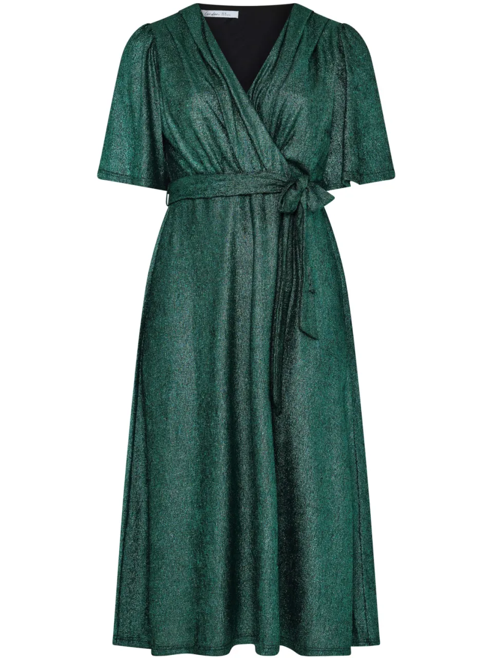 Yours London Groene Metallic Maxiwikkeljurk, foto 4