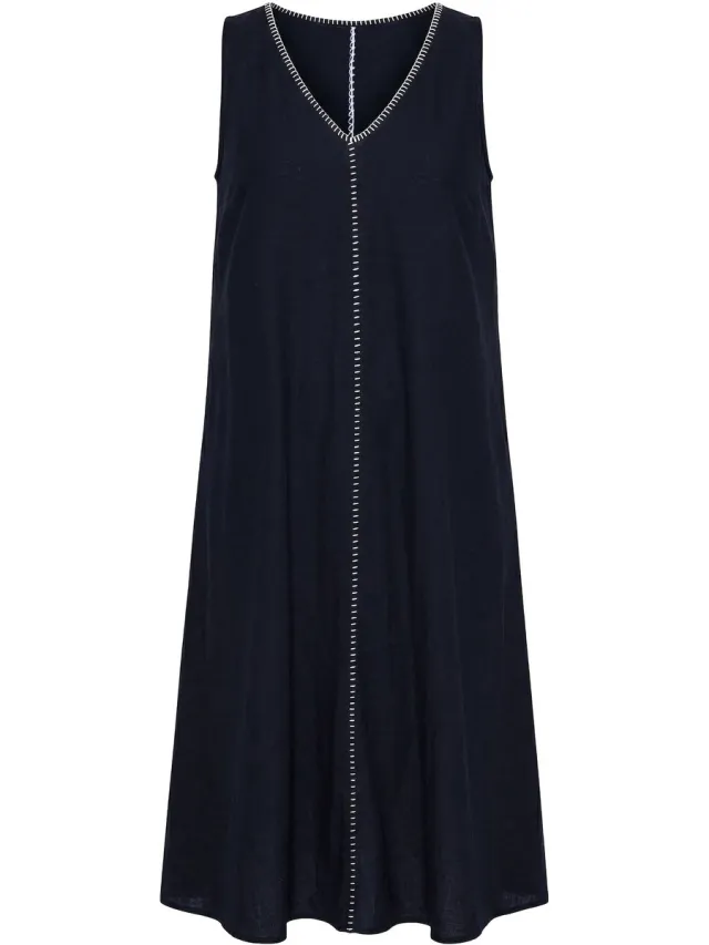 Studio Untold Dames - Maxi-jurk A-lijn afwerkingen mouwloos - Zwart - Maat 42+
