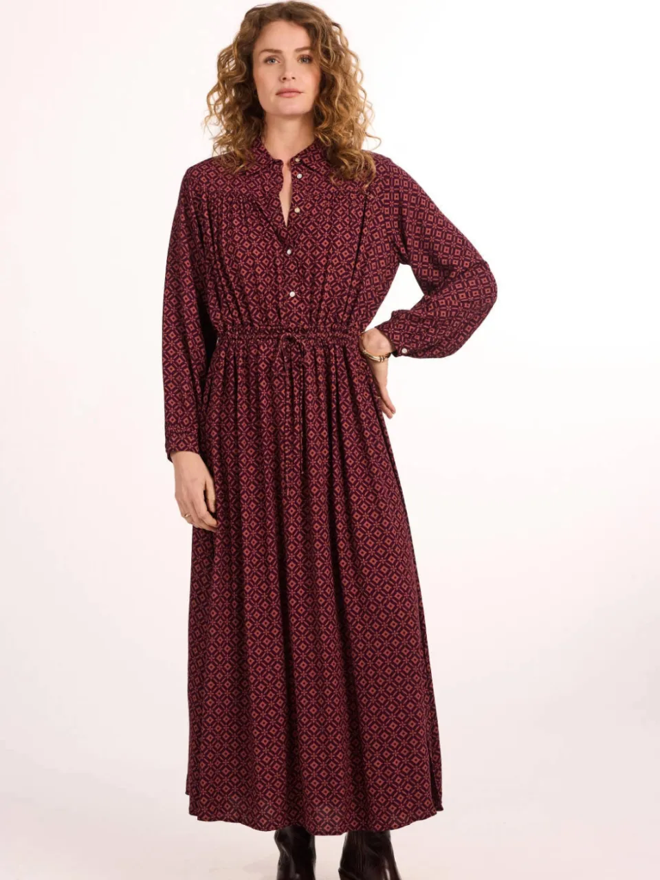 Didi blousejurk met print - donkerrood, foto 3