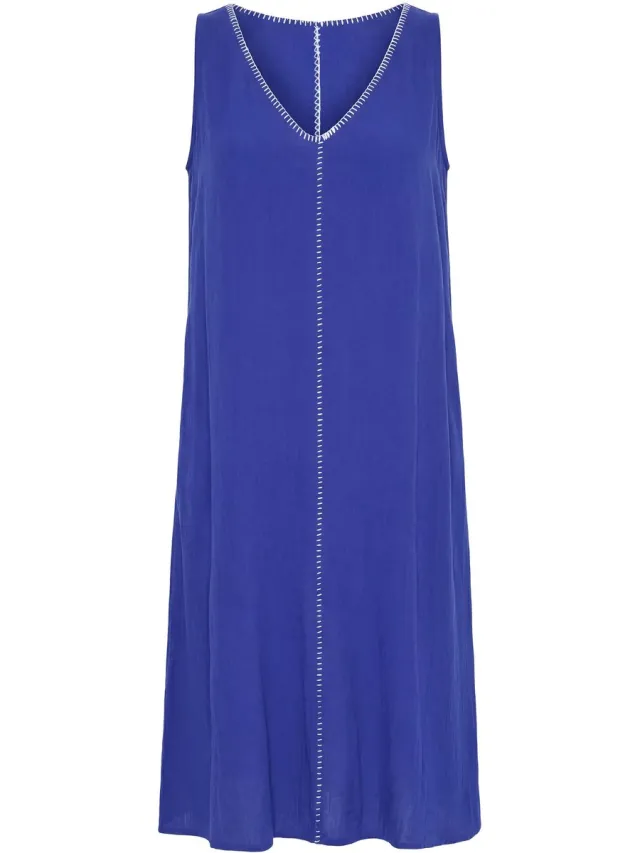 Studio Untold Dames - Maxi-jurk A-lijn afwerkingen mouwloos - Kobaltblauw - Maat 42+