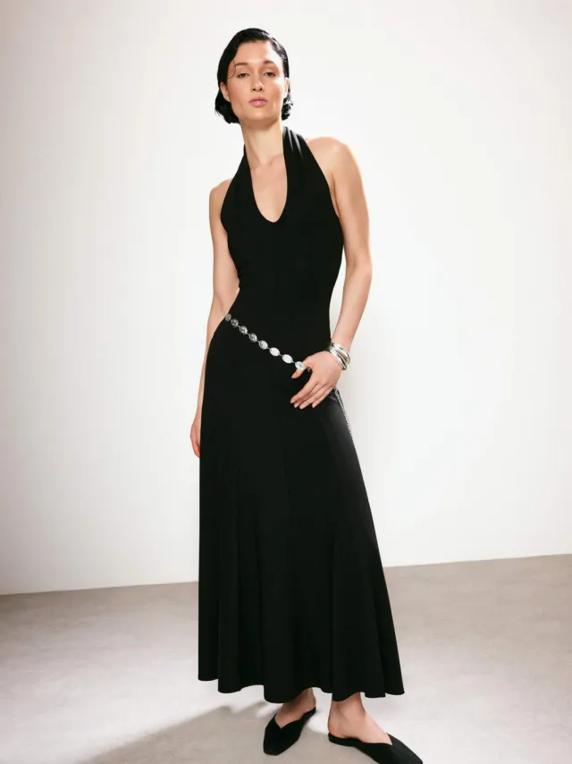 Trendyol TRENDYOLMİLLA Dames Zwart Effen Maxi Mouwloos Skater Jurken