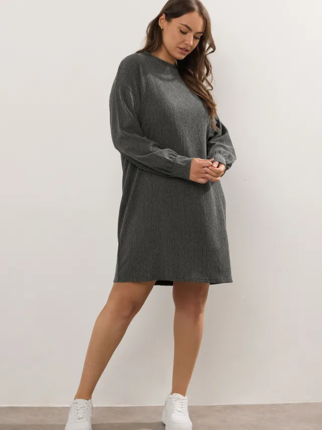 Yours Antracietgrijze Getextureerde Tuniekjurk Ss26 Grey