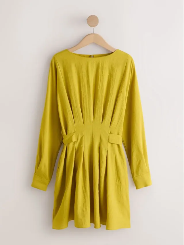 Next Dames - Getailleerde mini-jurk met lange mouwen - Groen Lime Green