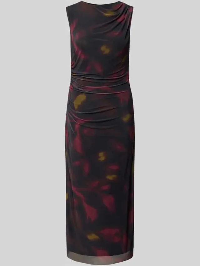 Zero Slim fit midi-jurk met all-over bloemenmotief zwart, foto 2