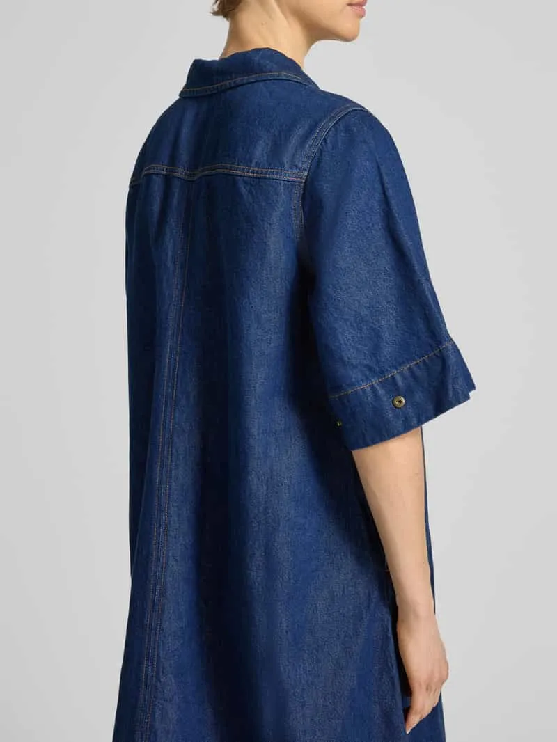 My Essential Wardrobe Jeansjurk van mix van katoen en lyocell met ritssluiting donkerblauw, foto 5