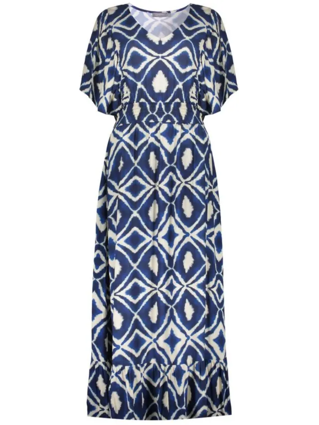 Geisha maxi jurk 67116-20 blauw dessin