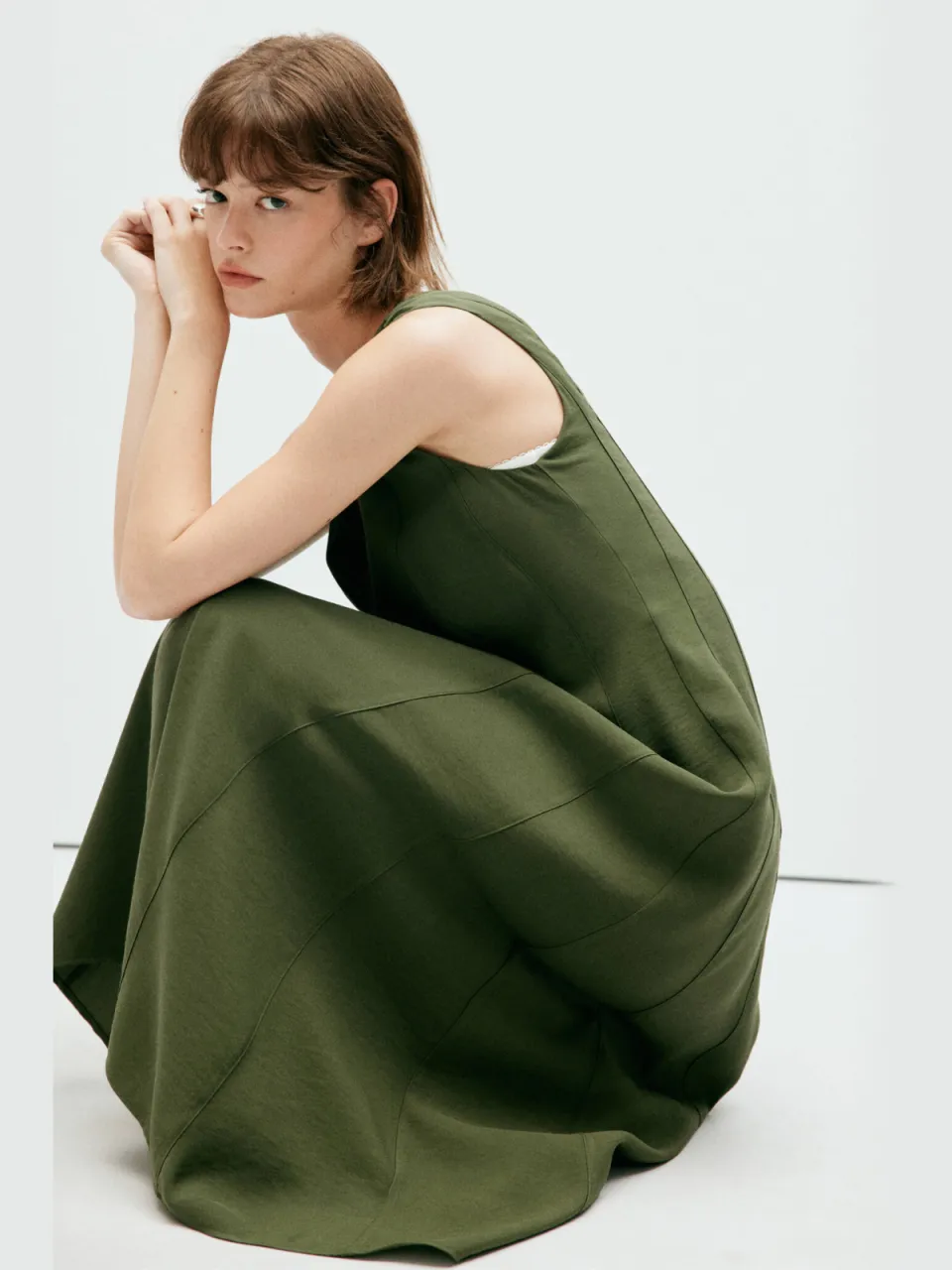 Mango midi zomerjurk - kaki, foto 6