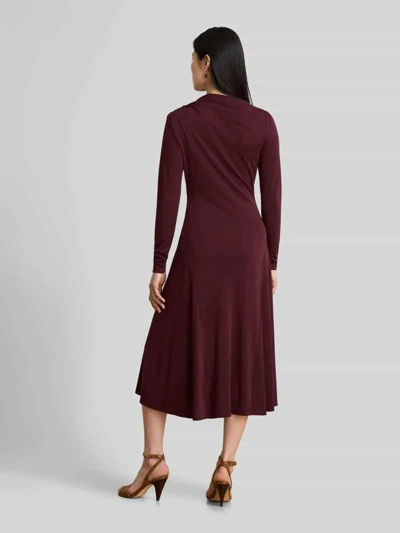 Lauren Ralph Lauren fit and flare vrijetijdsjurk met lange mouwen bordeaux, foto 3