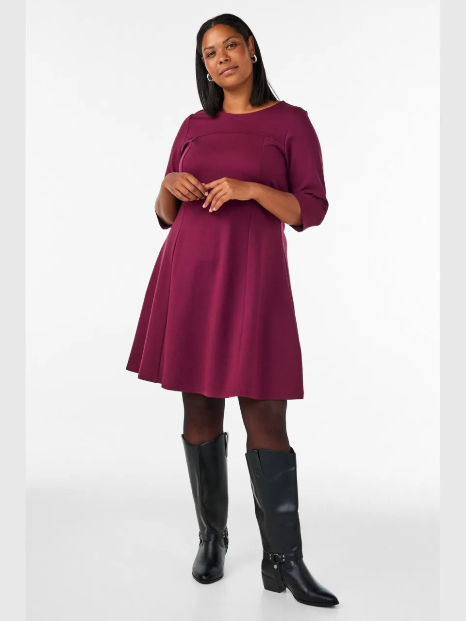 Zizzi A-lijn jurk Plus Size - donkerrood, foto 4