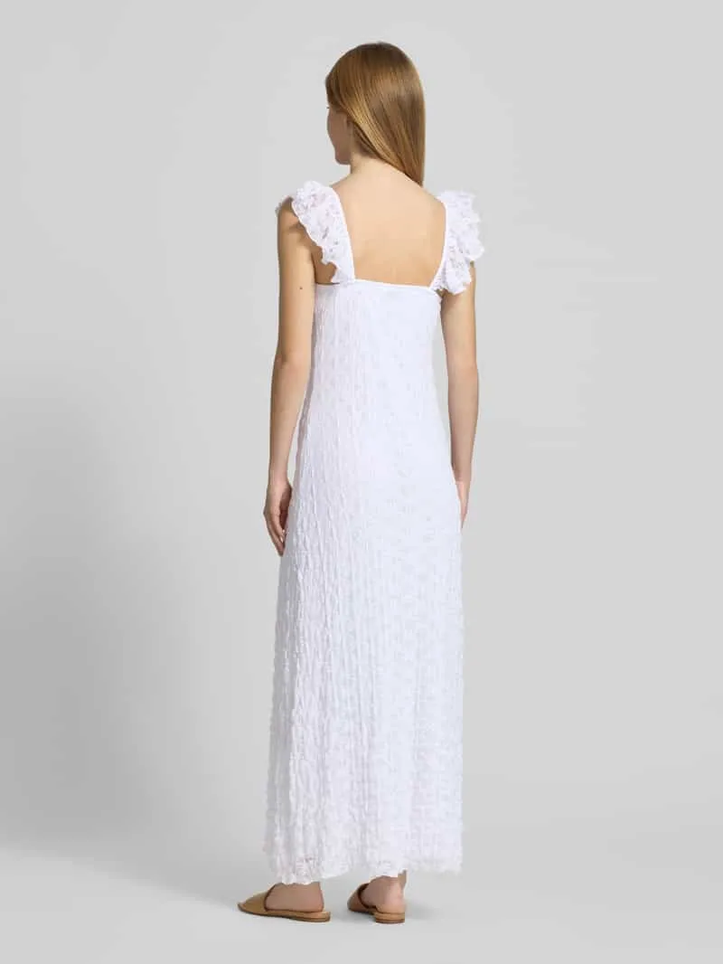 Gina Tricot midi-jurk met kant en strikdetail offwhite, foto 3