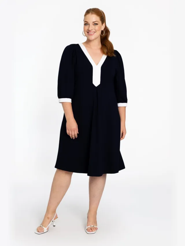 Yoek Jurk A-lijn contrast VITA | Blauw
