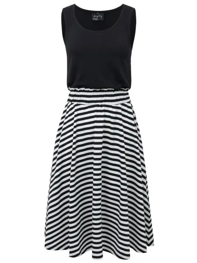 Forplay May Dames Midi-jurk - zwart/wit