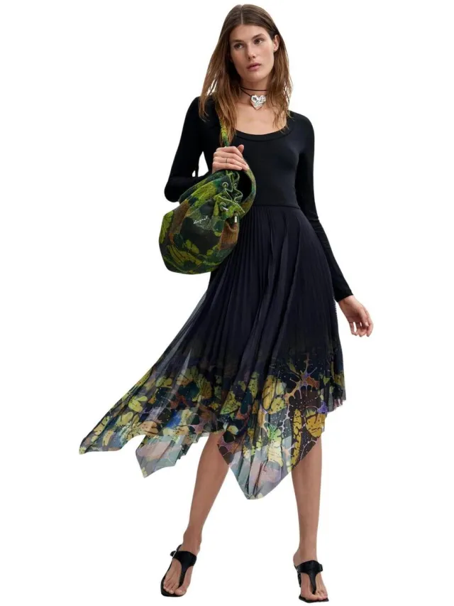 Desigual Lange Jurk Desigual VEST_ALBA_LACROIX 26WWVK10 Zwart