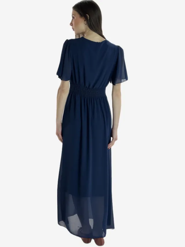 Elara Sommer-Maxikleid mit V-Ausschnitt Navy