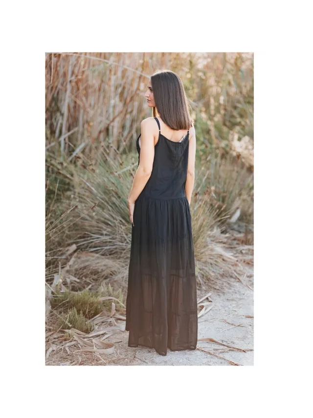 Isla Bonita By Sigris Lange Jurk Isla Bonita By Sigris Lange Midi-Jurk Zwart