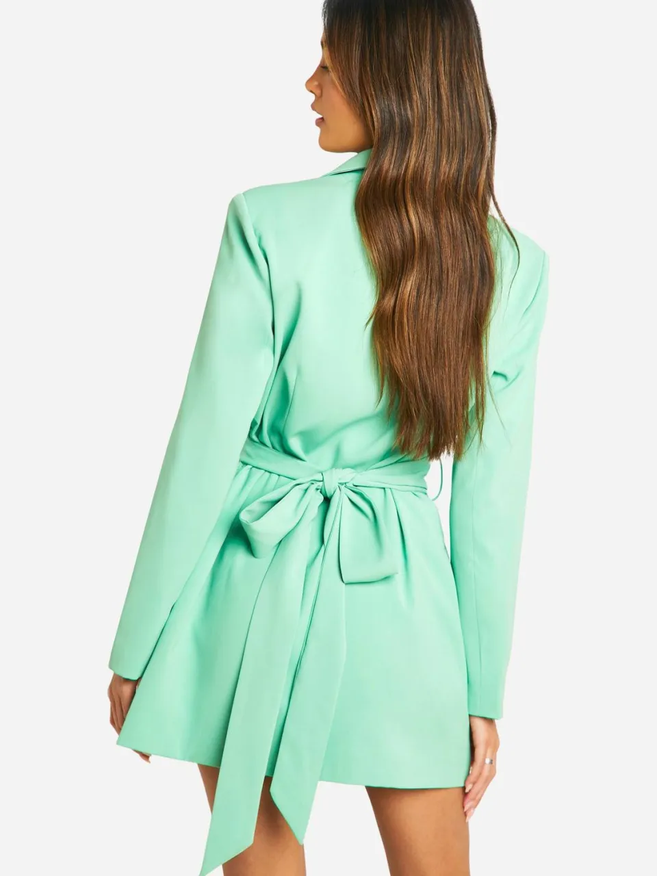 boohoo Dames Obi Tie Taille Getailleerde Blazerjurk smaragdgroen, foto 2
