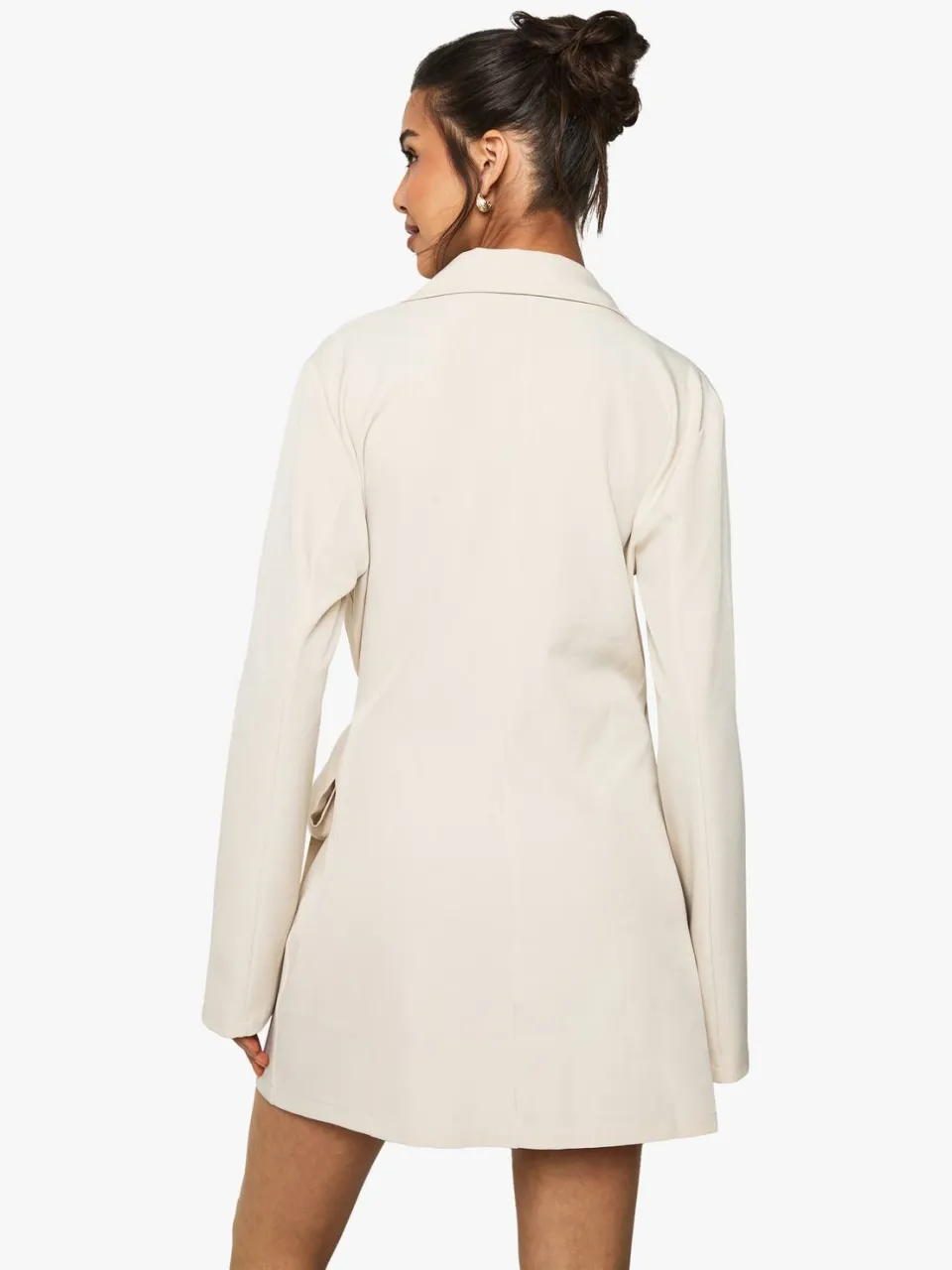 boohoo Dames Linnen Look Wikkel Drapeer Voorzijde Getailleerde Blazerjurk natural, foto 2