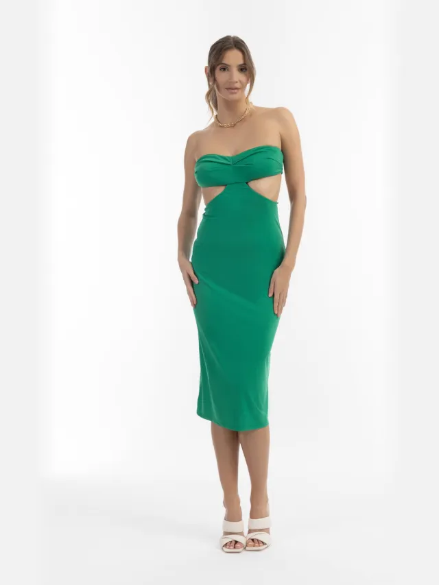Faina midi-jurk faina met uitsnijdingen Groen