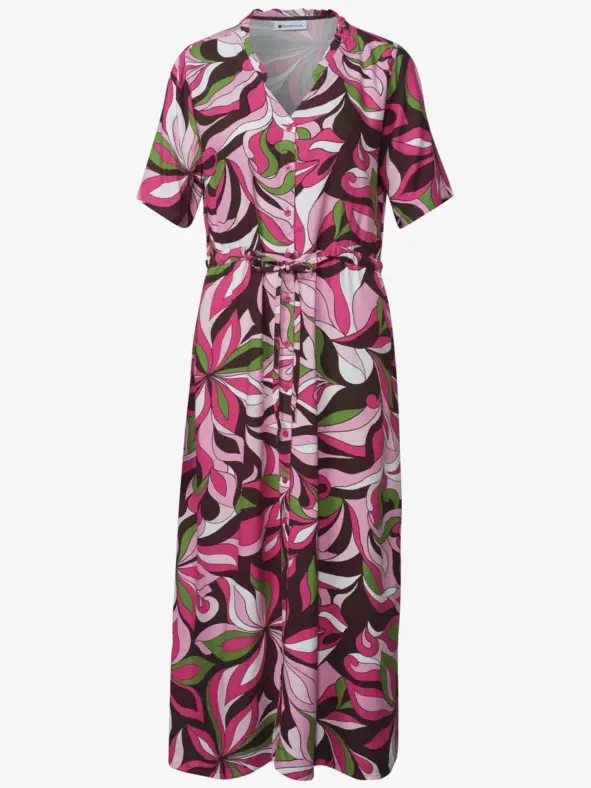 Street One Midi-jurk met V-hals en print roze, foto 3