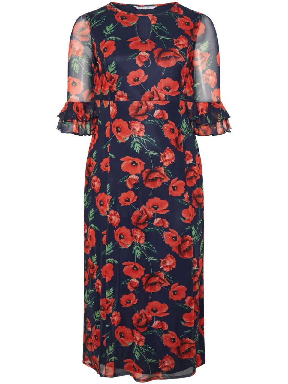 Yours London Marineblauwe Jurk Met Bloemenprint En Sleutelgat, foto 4