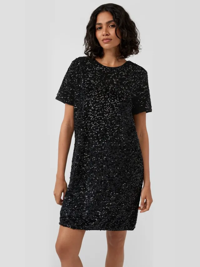 S.Oliver female - Fluwelen jurk met pailletten zwart