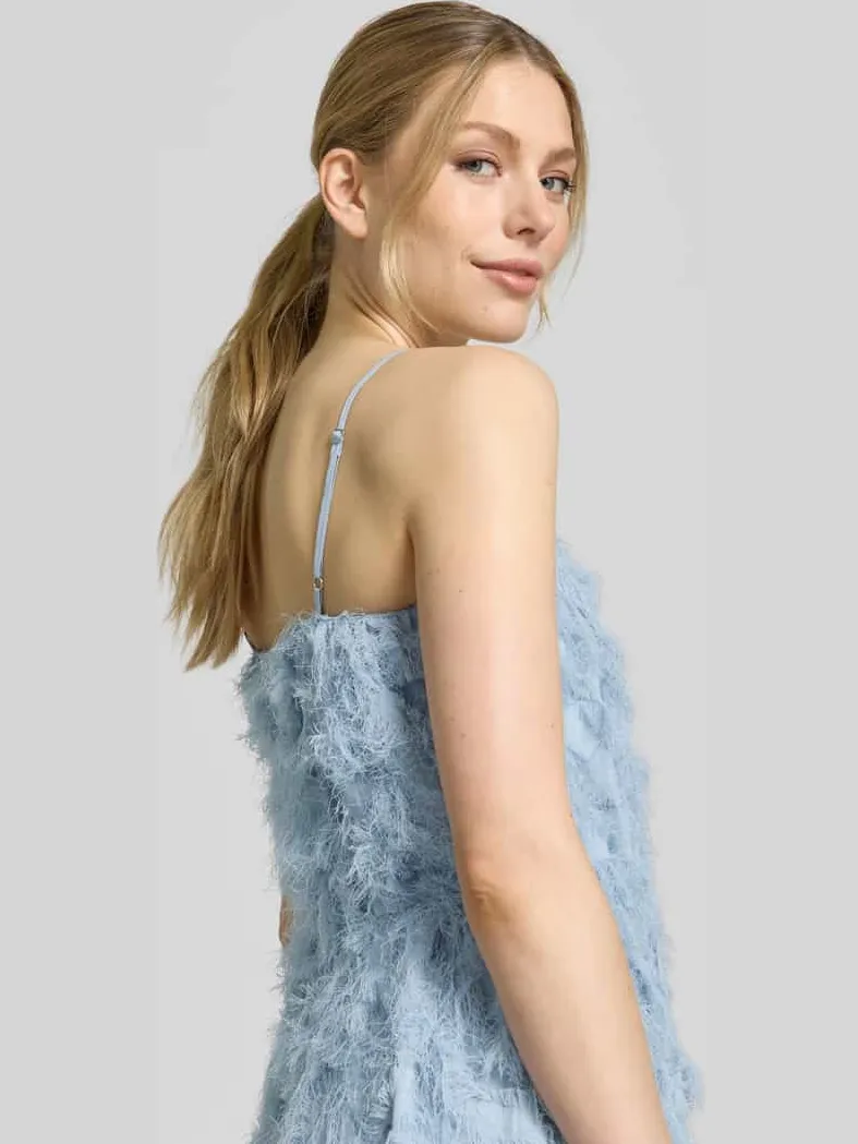 SELECTED WOMEN Licht uitlopend midijurk met franjes model 'MYLINE' lichtblauw, foto 4