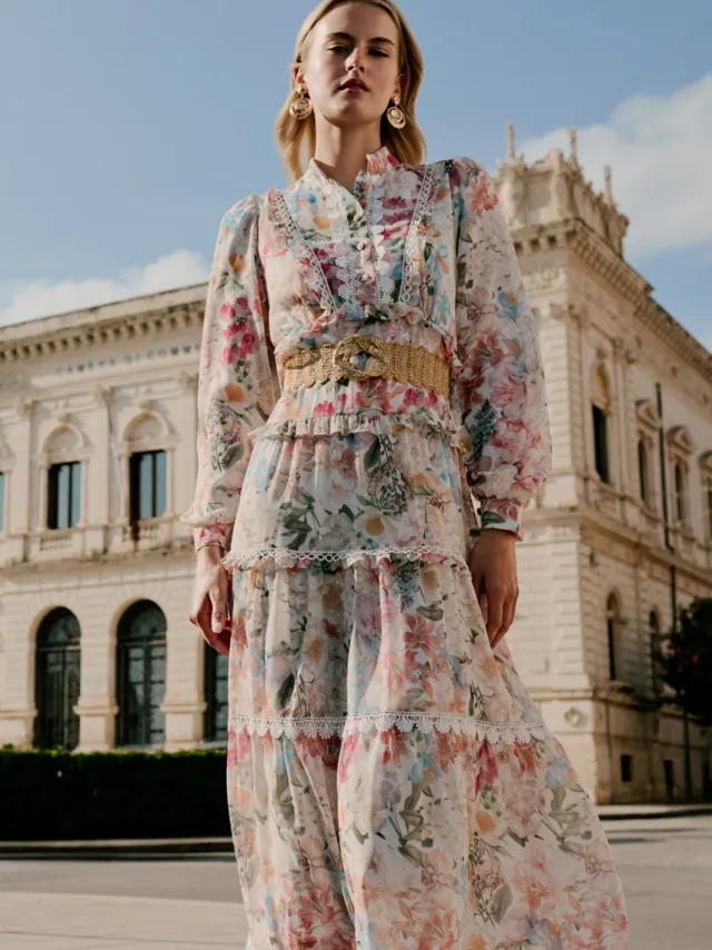 Trendyol Modest Dames Meerkleurig Bloemen Maxi Lang Avond / Dagelijks Bodycon Modest Jurken Veelkleurig
