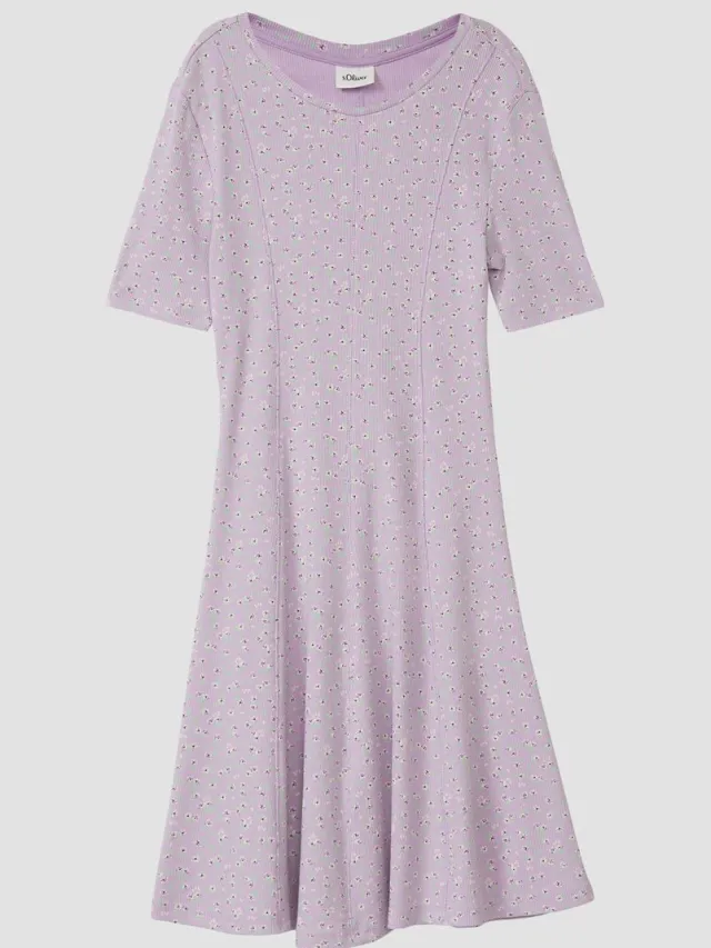 S.Oliver female - Elastische jurk met geribde structuur sering