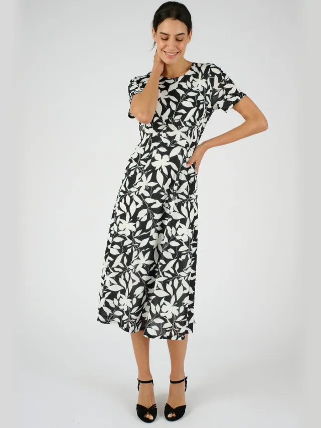 Damart Jurk van crêpetricot met stretch - Dames - Zwart - 50