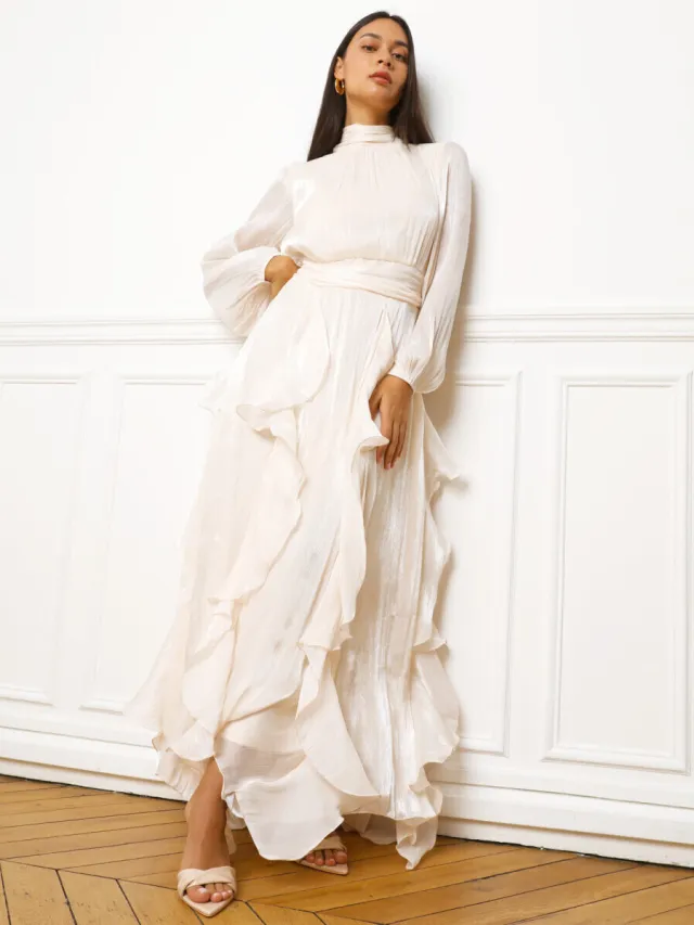 La Modeuse Lange Jurk La Modeuse 80443_P191589 Beige