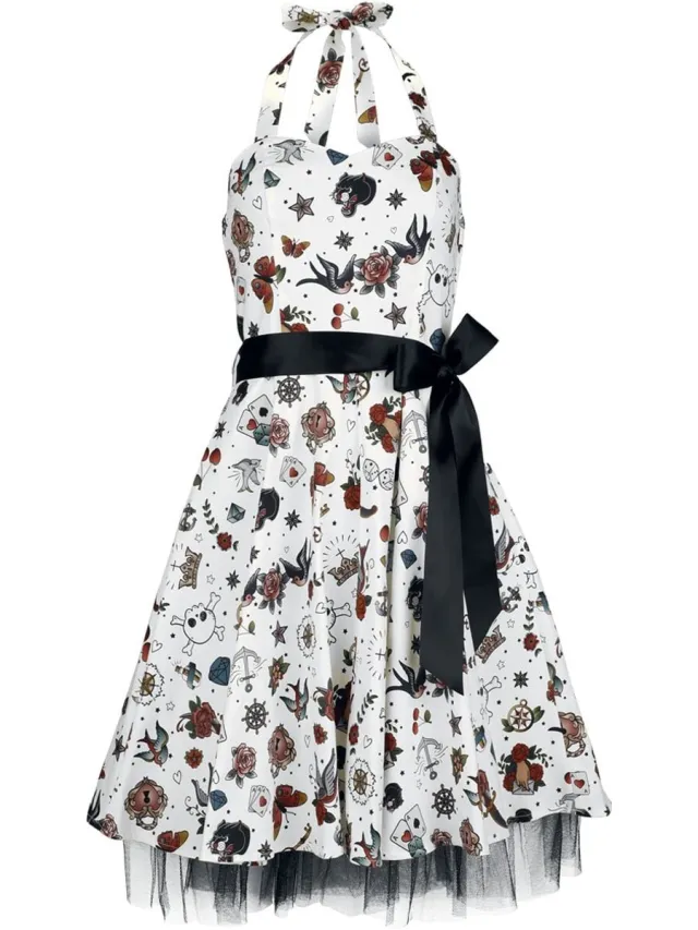 Rock Rebel by EMP Witte midi-jurk met sweetheart-halslijn en rits - Dames