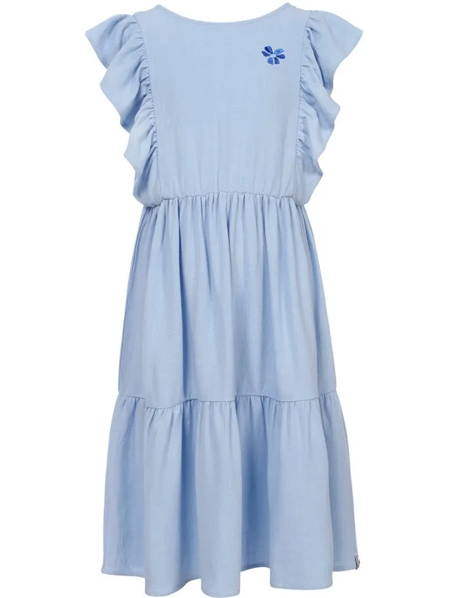 LOOXS REVOLUTION LOOXS Little Meisjes jurk - Maat 104 in de kleur licht Blauw van 80% Viscose 20% Linen - 2512-7830-134