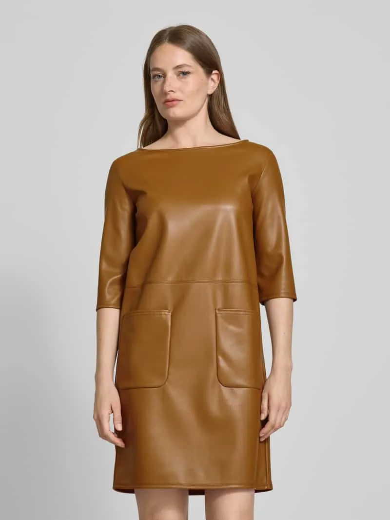 Max Mara Smalle jurk in kunstleerlook Cognac