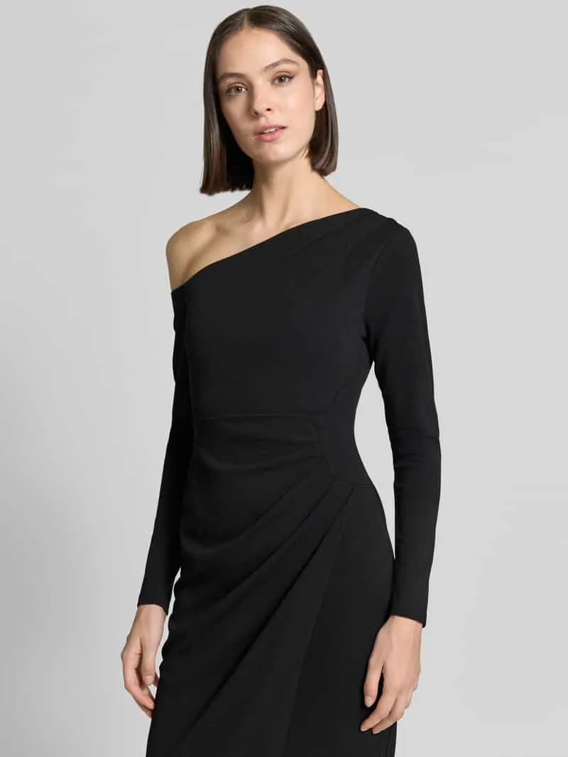 Lipsy Avondjurk in one-shoulder look met plooien zwart, foto 5