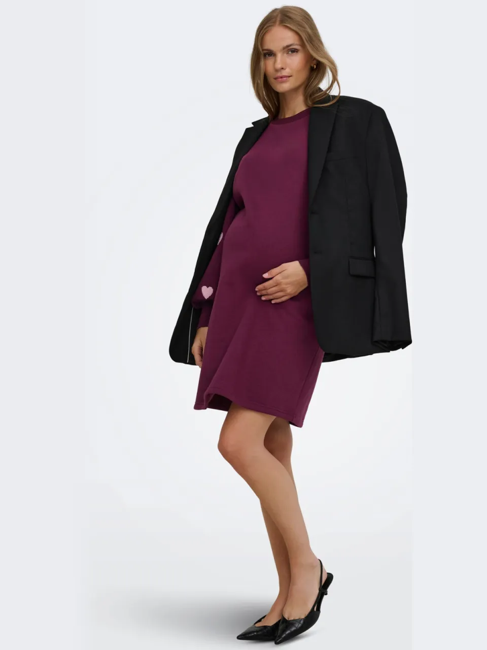 Only Maternity zwangerschapssweatjurk donkerpaars