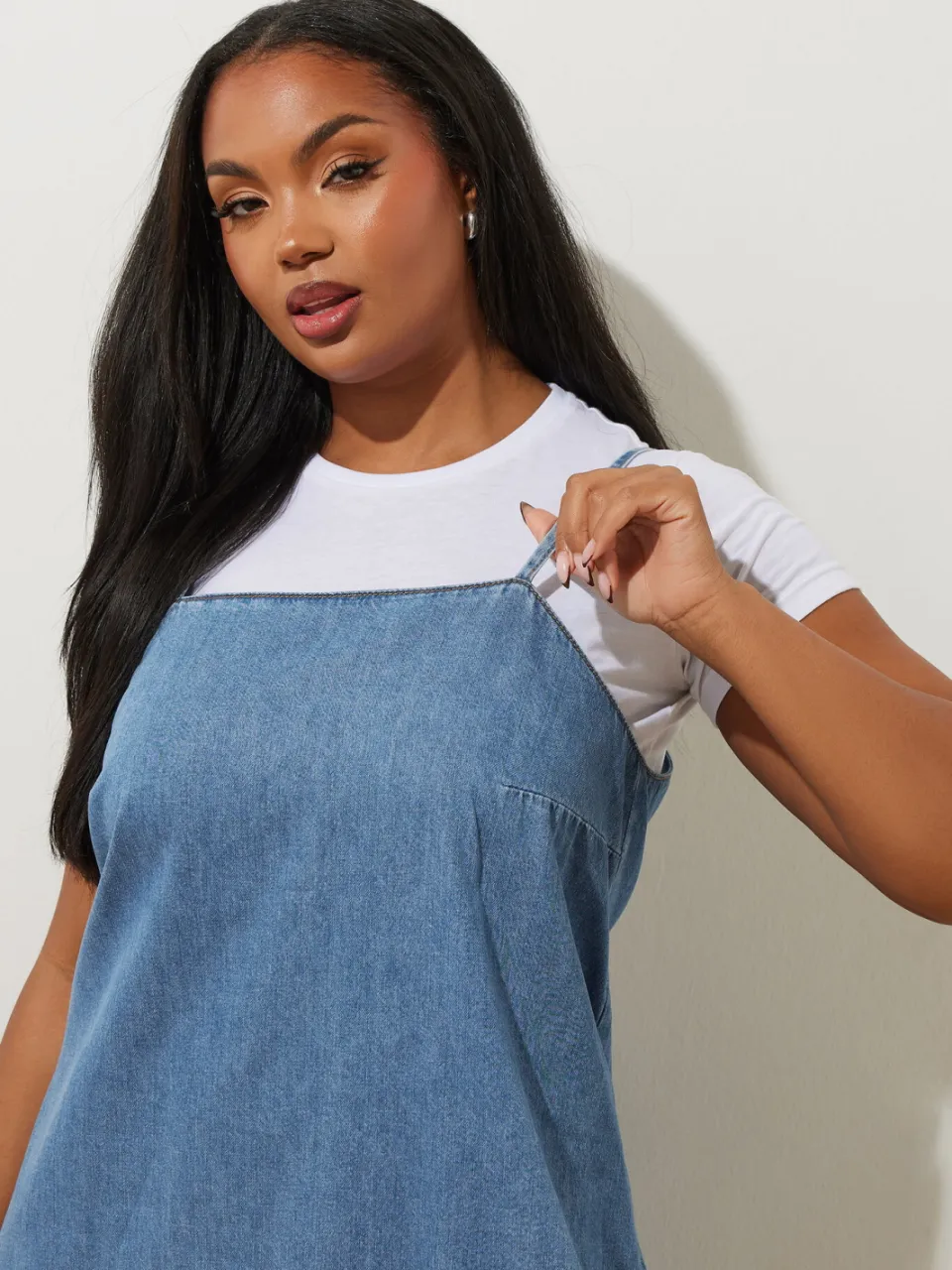 Yours Maxi Denim Jurk Met Camibandjes In Blauw, foto 5