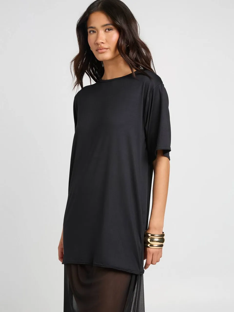 boohoo Dames Mesh Zoom T-shirt Jurk zwart, foto 4