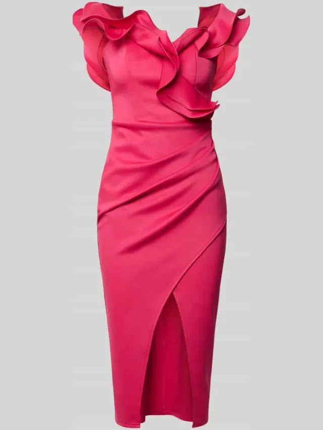Lipsy slim fit midi-jurk met loopsplit felroze, foto 2