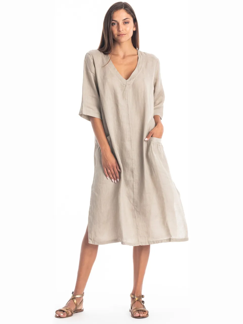 RAVENS VIEW IBIZA dames vegan Jurk Isola Steengrijs beige, foto 2