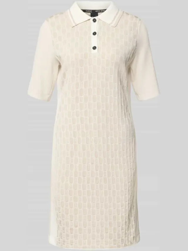 Marc Cain Polojurk in all-over look met knoopsluiting offwhite, foto 2
