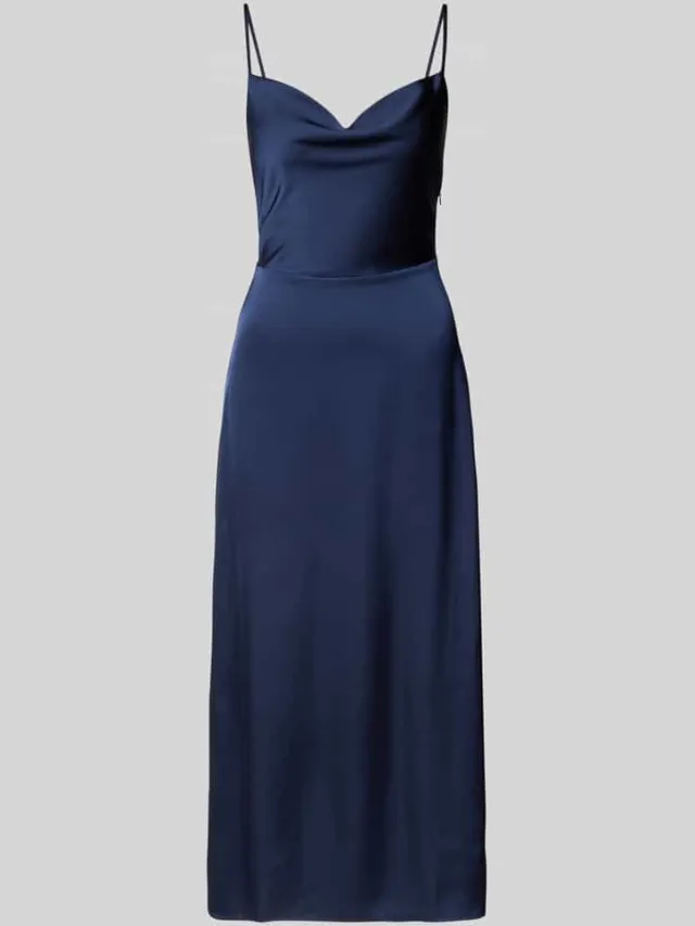 Vila Maxi-jurk met cascadehals, model 'RAVENNA' marineblauw, foto 2
