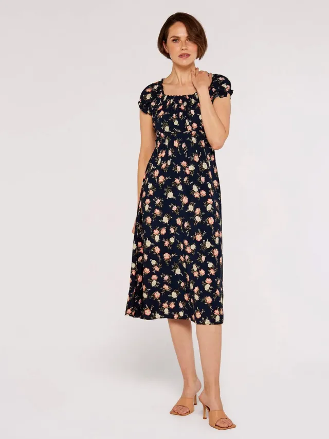 Apricot Vintage roze melkmeisjesjurk (midi) Marine
