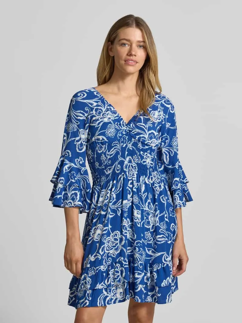 Apricot Mini-jurk van zuivere viscose met smockdetail blauw, foto 4