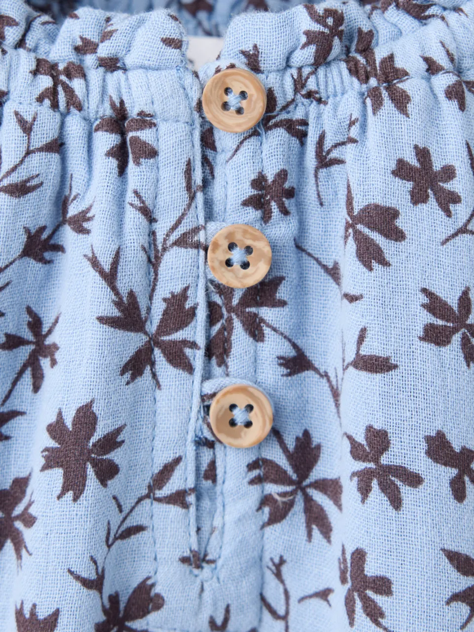 Mango Kids korte jurk met ruches en bloemenprint lichtblauw lichtblauw/bruin, foto 6