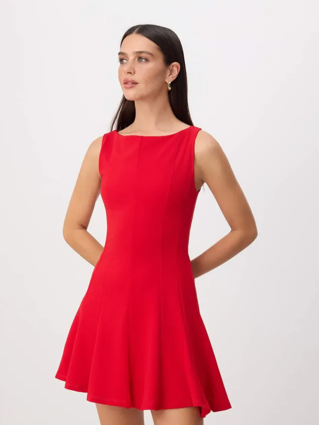 Trendyol TRENDYOLMİLLA Dames Rood Effen Kort / Mini Mouwloos Skater Jurken