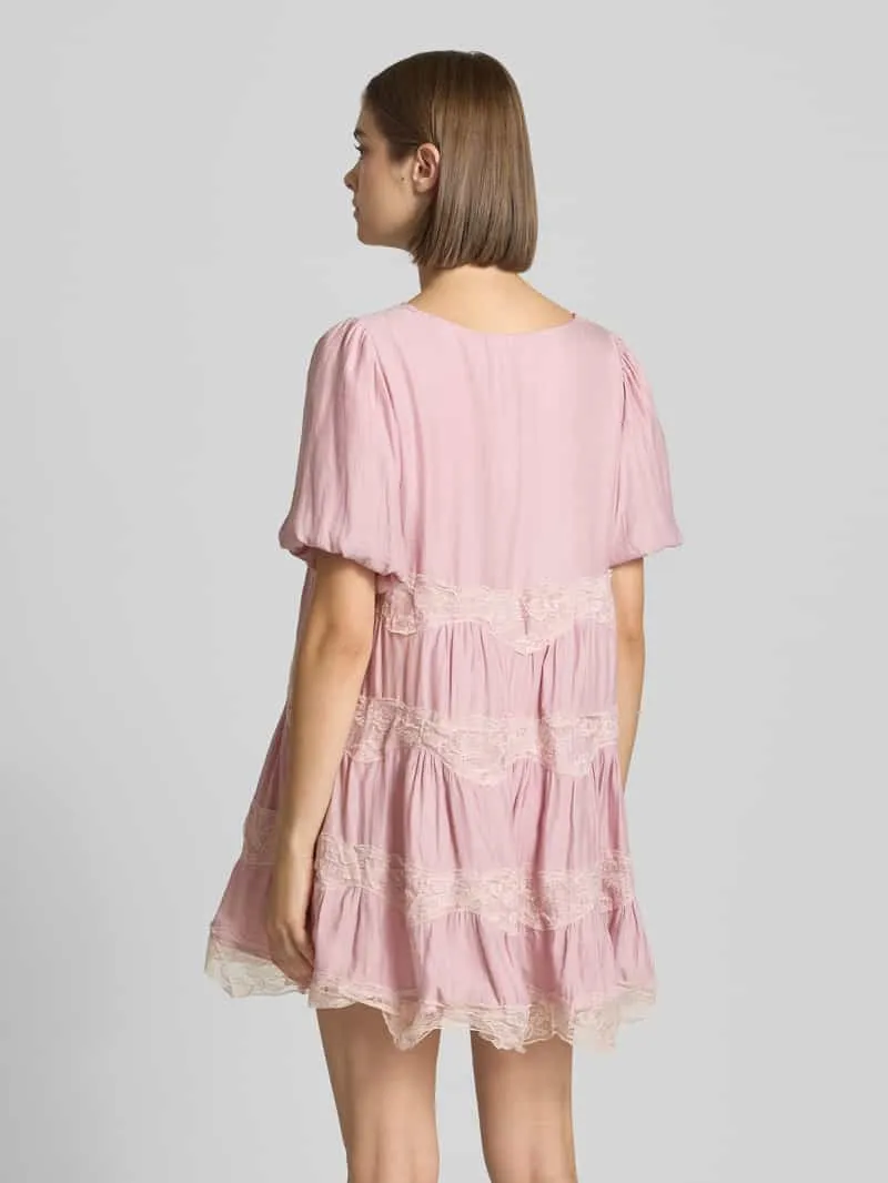 daisy street Regular fit mini-jurk met kant model 'Cotton Candy' roze, foto 3